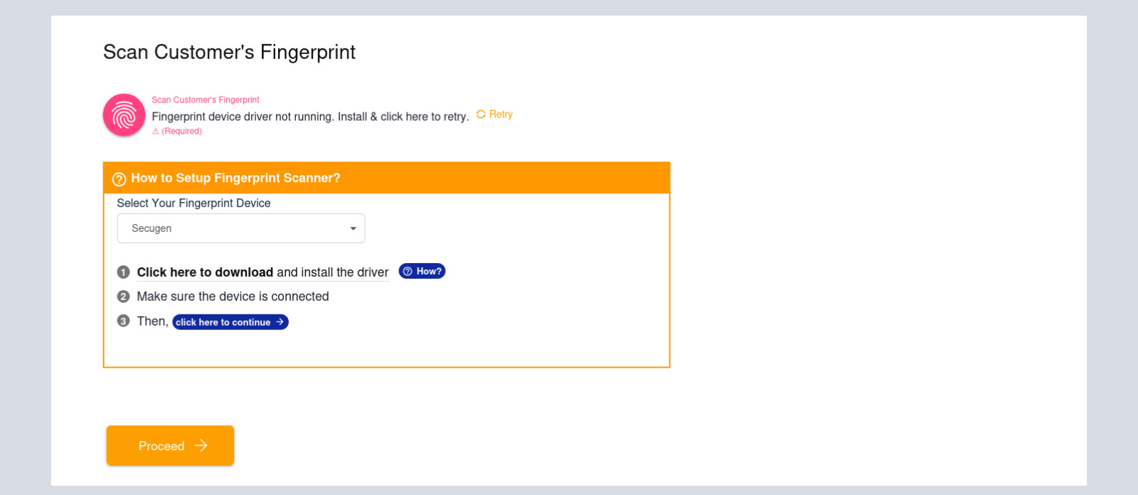 Biometric Verification Screen